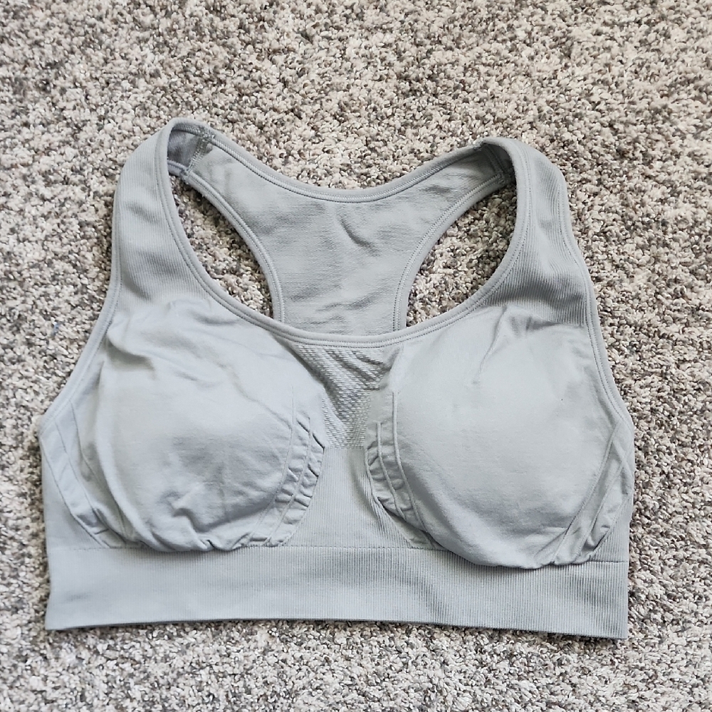 Now Sunday Light Gray Seamless Racerback Sports Bra XL